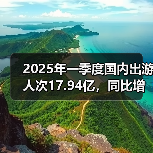 2025年一季度国内出游人次17.94亿,同比增长26.4%(图3) 2025年一季度国内出游人次17.94亿,同比增长26.4%(图3)