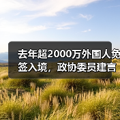 去年超2000万外国人免签入境，政协委员